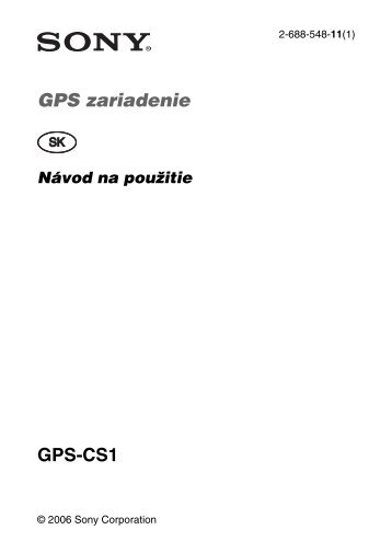 Sony GPS-CS1 - GPS-CS1 Consignes dâutilisation Slovaque