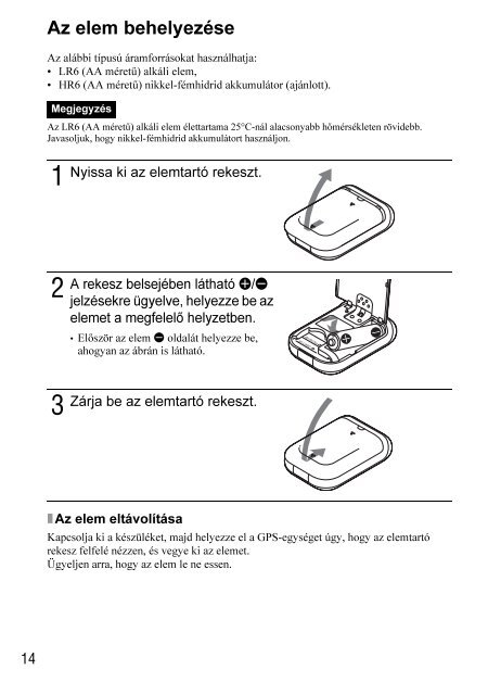 Sony GPS-CS3KA - GPS-CS3KA Consignes d&rsquo;utilisation Hongrois