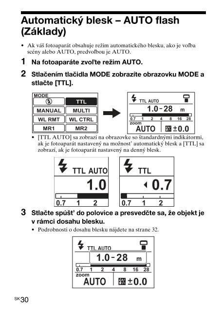 Sony HVL-F60M - HVL-F60M Consignes d&rsquo;utilisation Slovaque