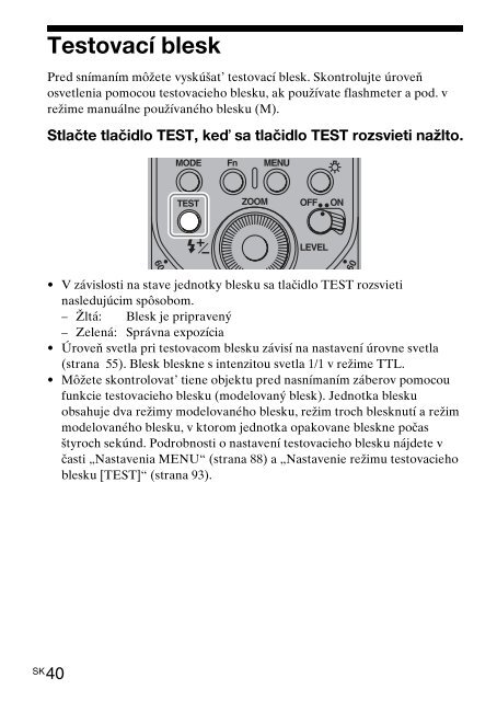 Sony HVL-F60M - HVL-F60M Consignes d&rsquo;utilisation Slovaque