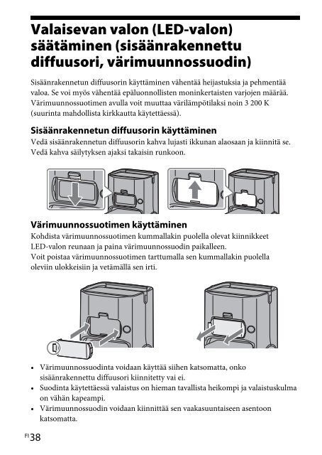 Sony HVL-F60M - HVL-F60M Consignes d&rsquo;utilisation Finlandais