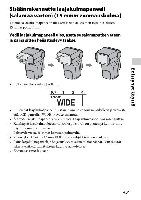 Sony HVL-F60M - HVL-F60M Consignes d&rsquo;utilisation Finlandais