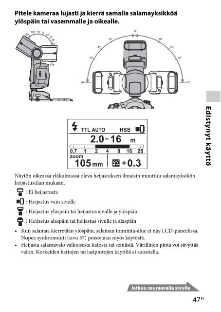 Sony HVL-F60M - HVL-F60M Consignes d&rsquo;utilisation Finlandais