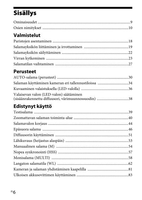 Sony HVL-F60M - HVL-F60M Consignes d&rsquo;utilisation Finlandais