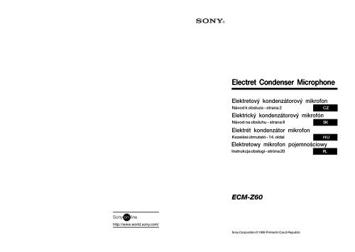 Sony ECM-Z60 - ECM-Z60 Consignes d&rsquo;utilisation Slovaque