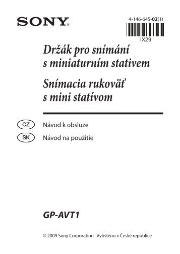 Sony GP-AVT1 - GP-AVT1 Consignes dâutilisation Slovaque