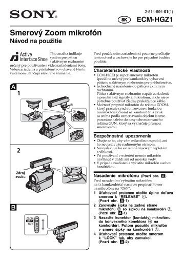 Sony ECM-HGZ1 - ECM-HGZ1 Mode d'emploi Slovaque