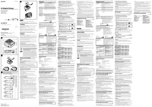 Sony AC-VQV10 - AC-VQV10 Consignes d&rsquo;utilisation Allemand