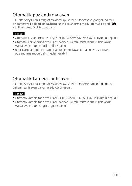 Sony RM-LVR1 - RM-LVR1 Consignes d&rsquo;utilisation Turc