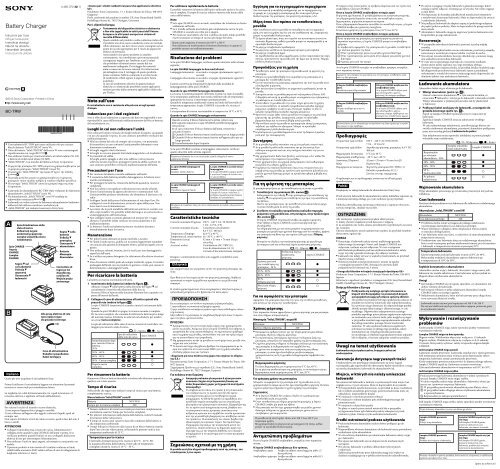 Sony BC-TRW - BC-TRW Consignes d&rsquo;utilisation Grec
