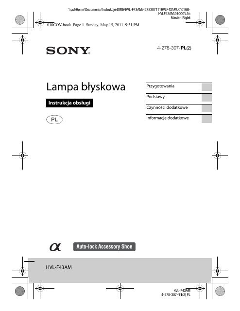 Sony HVL-F43AM - HVL-F43AM Consignes d&rsquo;utilisation Polonais