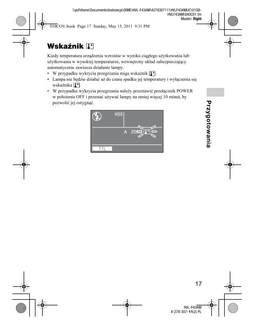 Sony HVL-F43AM - HVL-F43AM Consignes d&rsquo;utilisation Polonais