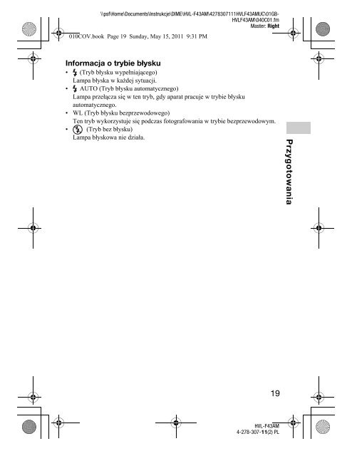 Sony HVL-F43AM - HVL-F43AM Consignes d&rsquo;utilisation Polonais