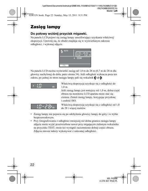 Sony HVL-F43AM - HVL-F43AM Consignes d&rsquo;utilisation Polonais