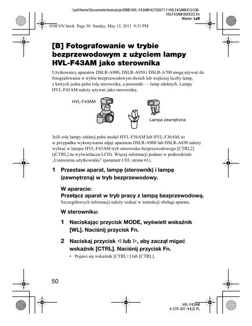 Sony HVL-F43AM - HVL-F43AM Consignes d&rsquo;utilisation Polonais