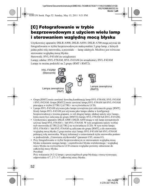 Sony HVL-F43AM - HVL-F43AM Consignes d&rsquo;utilisation Polonais