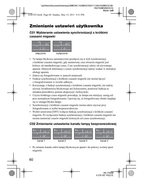 Sony HVL-F43AM - HVL-F43AM Consignes d&rsquo;utilisation Polonais