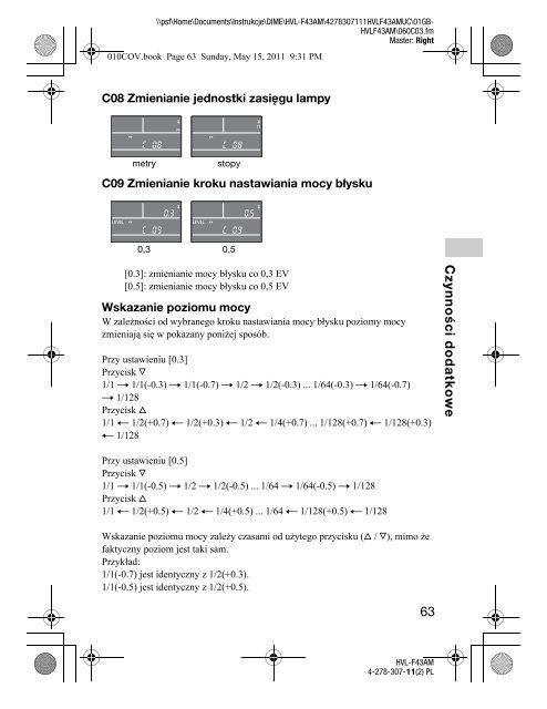 Sony HVL-F43AM - HVL-F43AM Consignes d&rsquo;utilisation Polonais