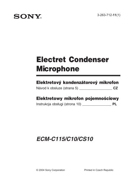 Sony ECM-C115 - ECM-C115 Consignes d&rsquo;utilisation Tch&egrave;que