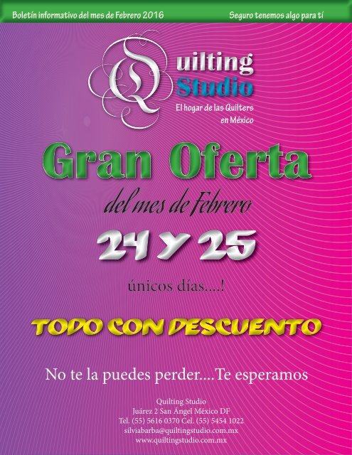 Boletin Quilting Studio Ofertas Febrero 2016