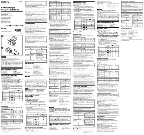 Sony BC-TRV - BC-TRV Mode d'emploi Fran&ccedil;ais