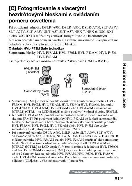 Sony HVL-F43M - HVL-F43M Consignes d&rsquo;utilisation Slovaque