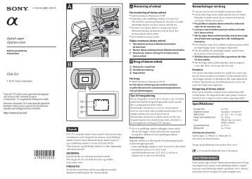 Sony FDA-SV1 - FDA-SV1 Consignes dâutilisation Danois