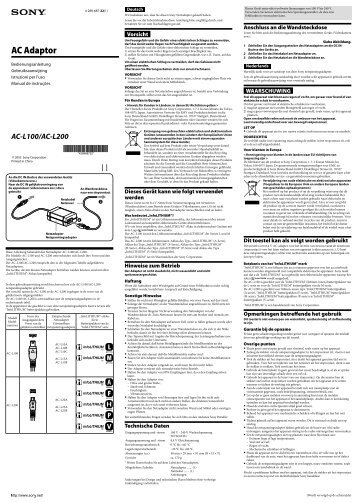 Sony AC-L100 - AC-L100 Mode d'emploi NÃ©erlandais