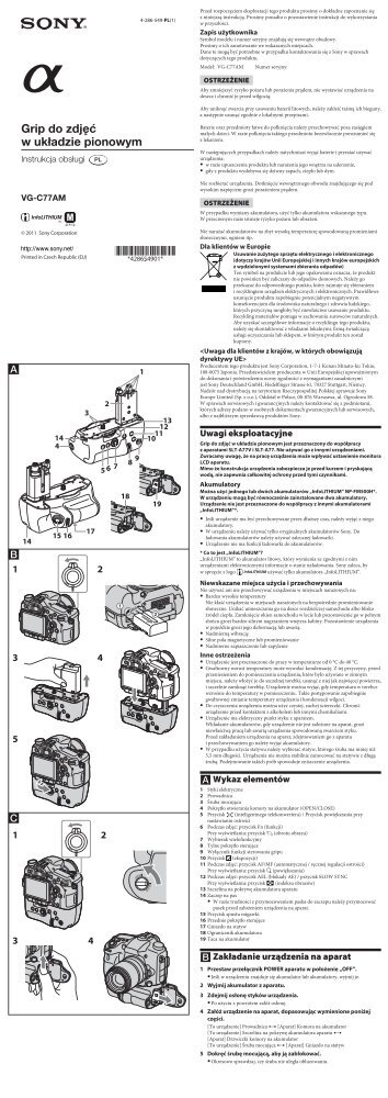 Sony VG-C77AM - VG-C77AM Consignes dâutilisation Polonais