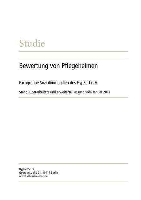 Bewertung von Pflegeheimen - HypZert GmbH