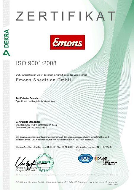 Emons Spedition GmbH Köln on September 26, 2012