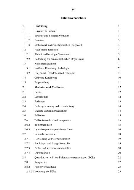 Bedeutung des C-reaktiven Proteins im Rahmen maligner ...