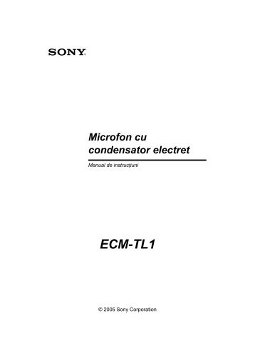 Sony ECM-TL1 - ECM-TL1 Consignes dâutilisation Roumain