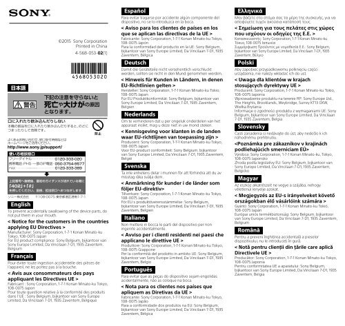 Sony FDA-EP15 - FDA-EP15 Mode d'emploi Slovaque