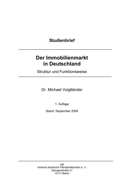 Studienbrief Der Immobilienmarkt in Deutschland