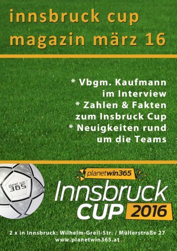 planetwin365 Innsbruck Cup 2016, das Magazin