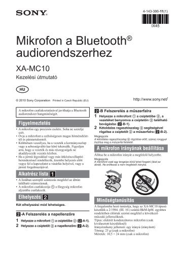 Sony XA-MC10 - XA-MC10 Consignes dâutilisation Hongrois