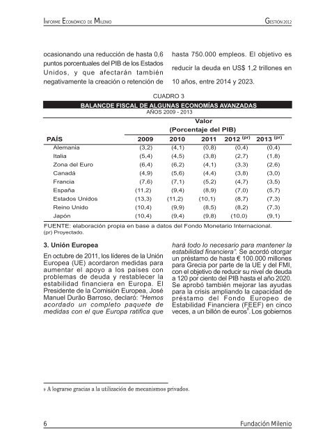 Informe de Milenio sobre la Economía, gestión 2012, No. 34