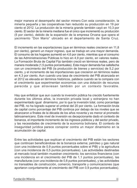 Informe de Milenio sobre la Economía, gestión 2012, No. 34