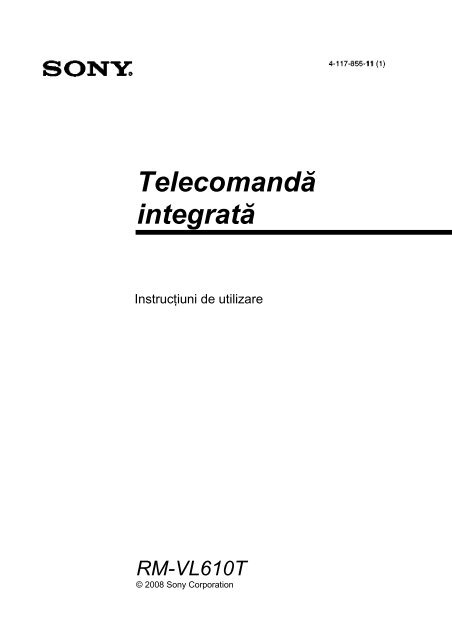 Sony RM-VL610T - RM-VL610T Mode d'emploi Roumain