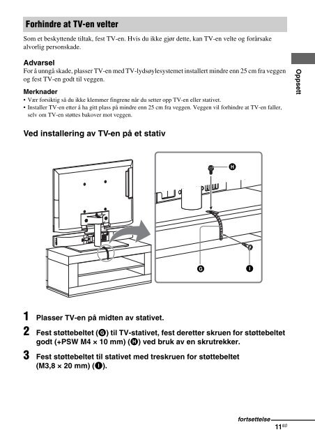 Sony WS-32SE1B - WS-32SE1B Consignes d&rsquo;utilisation Norv&eacute;gien