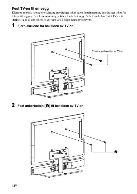 Sony WS-32SE1B - WS-32SE1B Consignes d&rsquo;utilisation Norv&eacute;gien