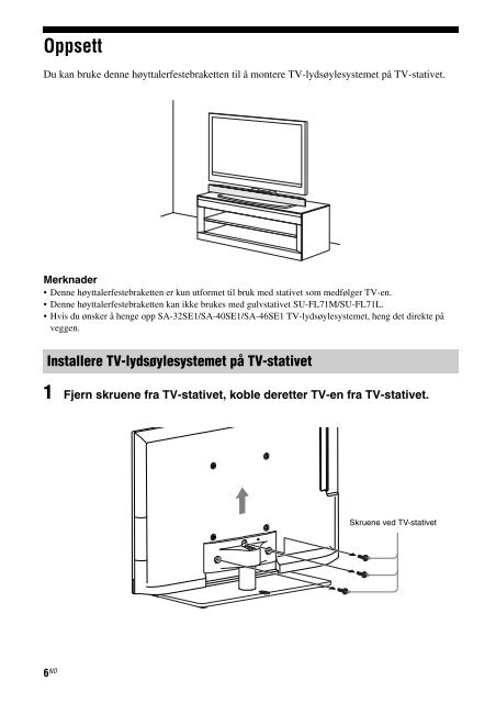 Sony WS-32SE1B - WS-32SE1B Consignes d&rsquo;utilisation Norv&eacute;gien