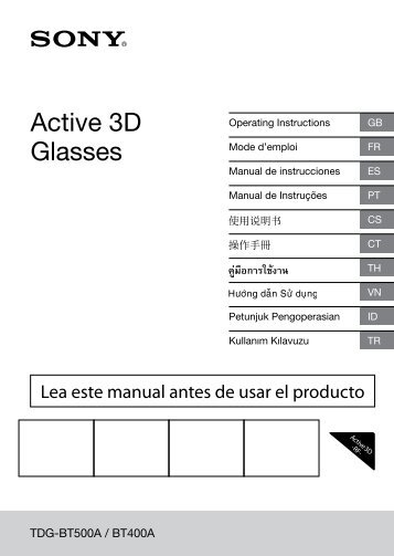 Sony TDG-BT500A - TDG-BT500A Mode d'emploi