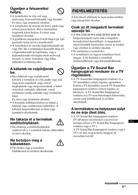 Sony WS-46SE1B - WS-46SE1B Consignes d&rsquo;utilisation Roumain