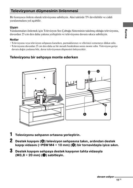 Sony WS-46SE1B - WS-46SE1B Consignes d&rsquo;utilisation Turc