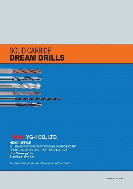 DH424111 Drill Dia 11.1 mm, Flute Length 71 mm YG1 Carbide Dream Drill
