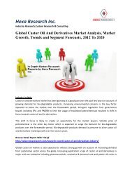 Global Castor Oil And Derivatives Market Analysis, Market Growth, Trends and Segment Forecasts To 2020