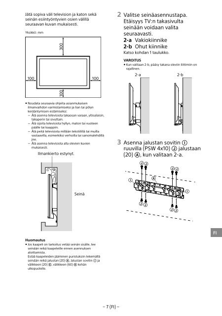 Sony SU-WL450 - SU-WL450 Informations d'installation du support de fixation murale Slov&eacute;nien