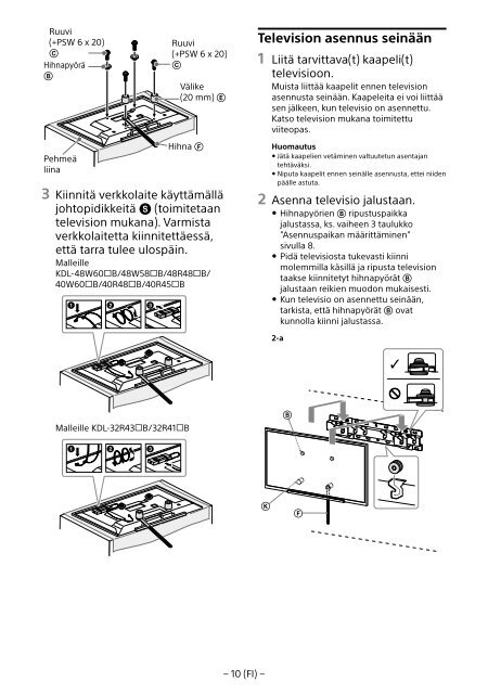 Sony SU-WL450 - SU-WL450 Informations d'installation du support de fixation murale Slov&eacute;nien